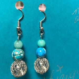 Liange's stunning natural amozonite stone earrings